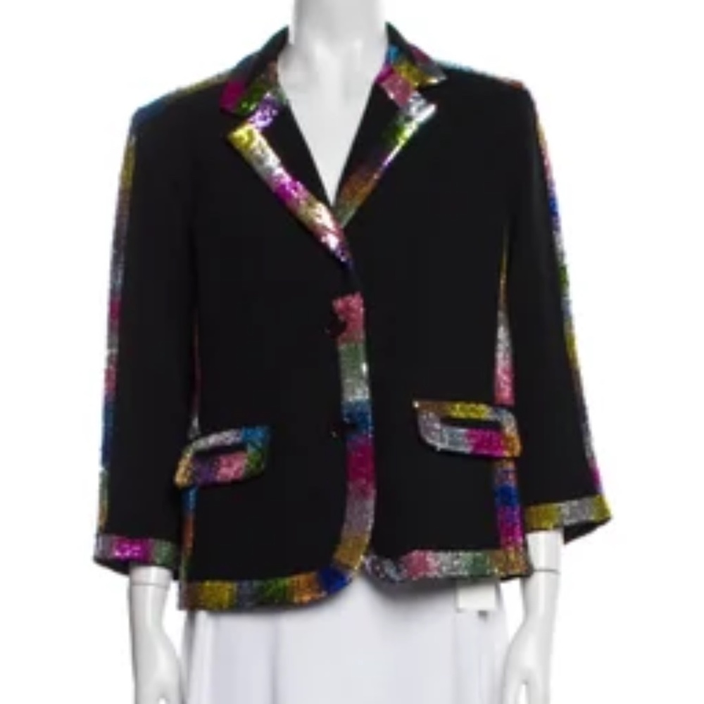 NEW w/tags! LIBERTINE BLACK BLAZER  JACKET w/SEQUIN EMBELLISHMENTS L Ret.$5750!